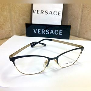 NWOT Versace MOD1251 1366 Black/Pale Gold Eyeglasses